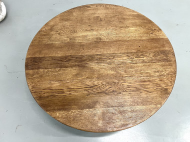 Table basse moderniste circulaire en chêne, vue 13