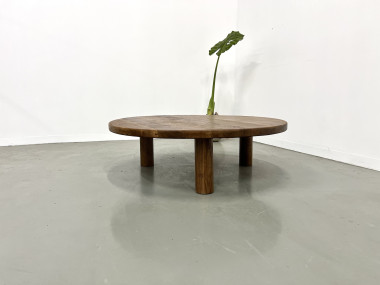 Table basse moderniste circulaire en chêne, vue 14