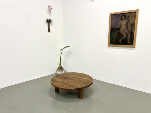 Table basse moderniste circulaire en chêne, vue 17
