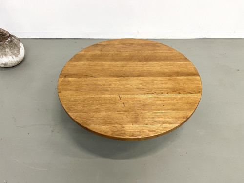Table basse circulaire en chêne massif, vue 3