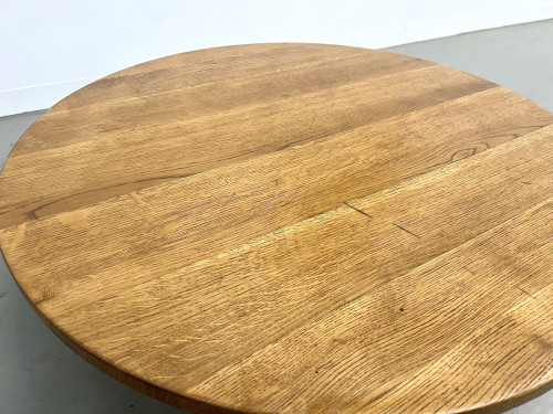 Table basse circulaire en chêne massif, vue 7
