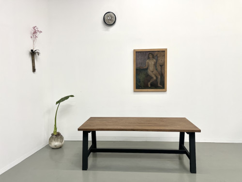 Table à manger moderne en chêne massif, vue 1