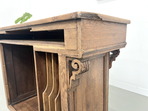 Petit comptoir de commerce ancien en chêne, vue 14