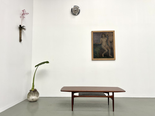 Grande table basse scandinave en teck par Robert Christensen, vue 1