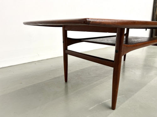 Grande table basse scandinave en teck par Robert Christensen, vue 9