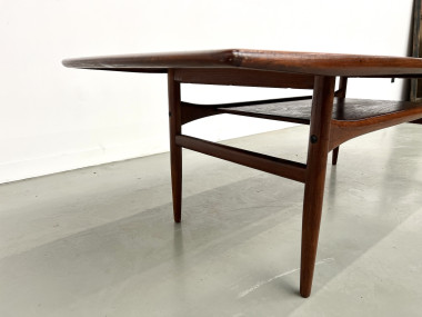 Grande table basse scandinave en teck par Robert Christensen, vue 9