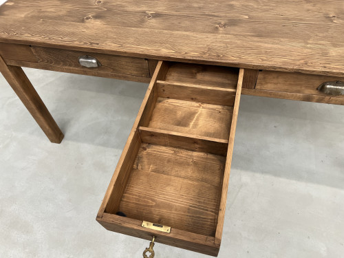 Table de ferme Circa 1950 à 3 tiroirs, vue 11
