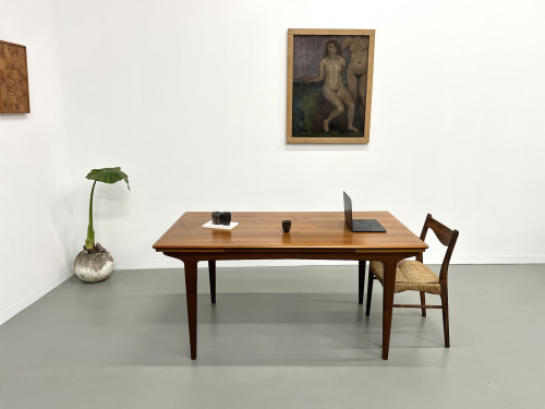 Table à manger scandinave en teck, à rallonges, vue 3