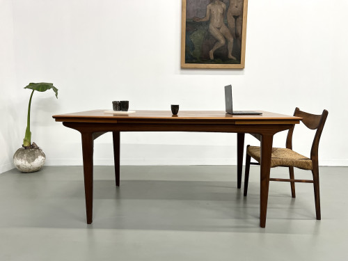 Table à manger scandinave en teck, à rallonges, vue 4
