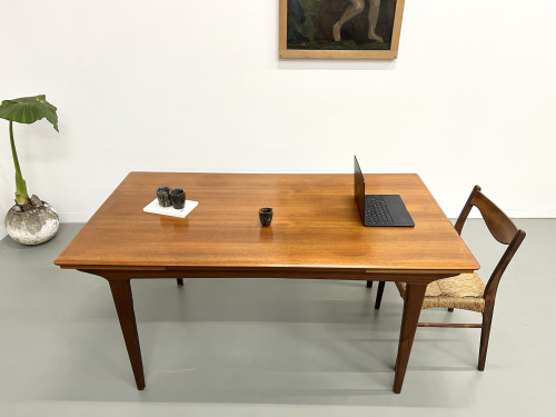 Table à manger scandinave en teck, à rallonges, vue 5