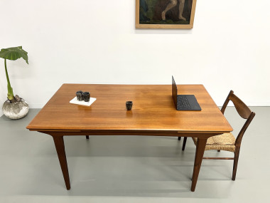 Table à manger scandinave en teck, à rallonges, vue 5