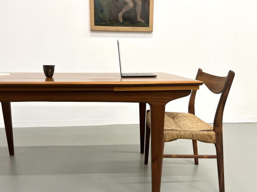 Table à manger scandinave en teck, à rallonges, vue 7