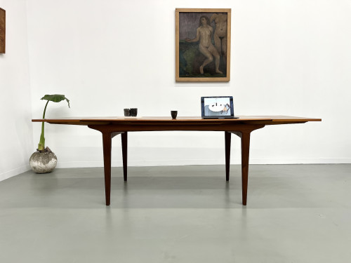 Table à manger scandinave en teck, à rallonges, vue 12