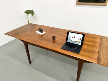 Table à manger scandinave en teck, à rallonges, vue 14