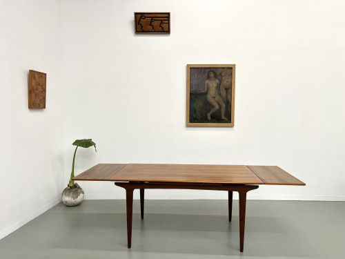 Table à manger scandinave en teck, à rallonges, vue 16