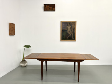 Table à manger scandinave en teck, à rallonges, vue 16