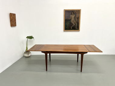 Table à manger scandinave en teck, à rallonges, vue 17