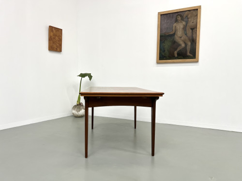 Table à manger scandinave en teck, à rallonges, vue 19