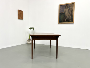 Table à manger scandinave en teck, à rallonges, vue 19