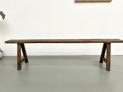 Banc ancien en noyer massif, vue 3