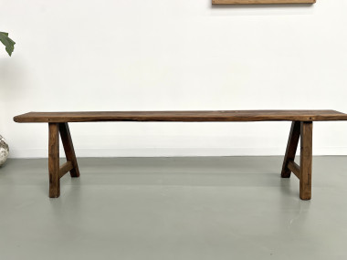 Banc ancien en noyer massif, vue 3