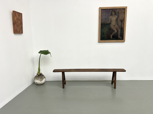 Banc ancien en chêne massif, vue 1