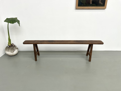 Banc ancien en chêne massif, vue 2