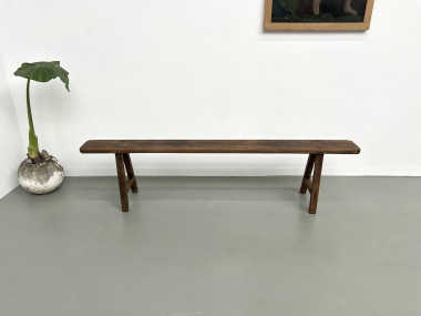 Banc ancien en chêne massif, vue 2