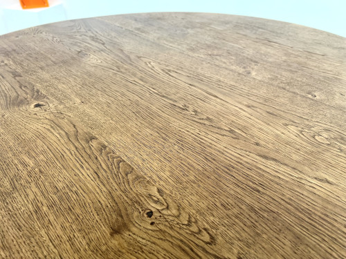 Table de repas circulaire en chêne massif, circa 1950, vue 19