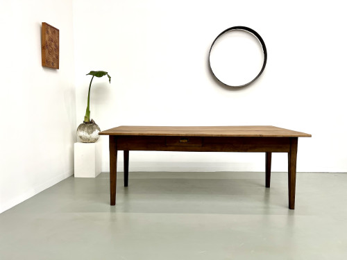 Table de ferme en chêne et cerisier massif, vue 1