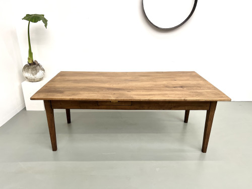 Table de ferme en chêne et cerisier massif, vue 2
