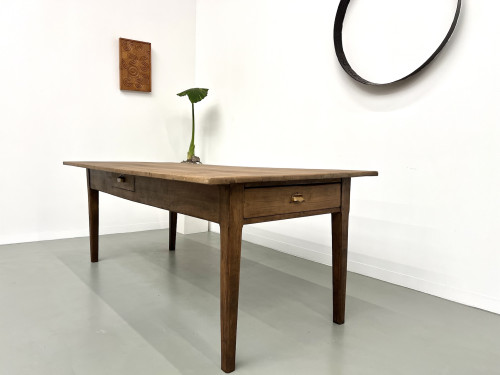 Table de ferme en chêne et cerisier massif, vue 7