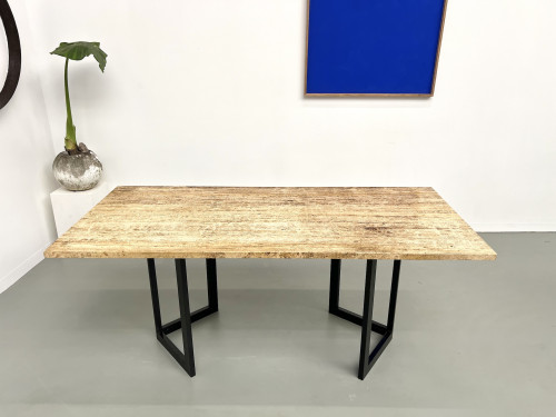 Table à manger en travertin, Italie, circa 1970, vue 3