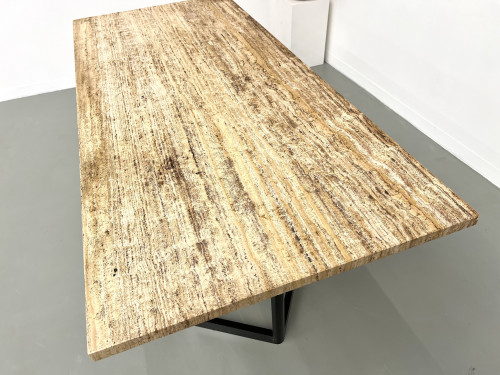 Table à manger en travertin, Italie, circa 1970, vue 15