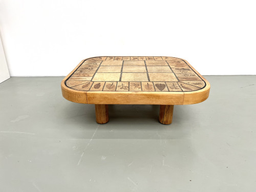 Table basse Roger Capron, modèle Herbiers en hêtre, vue 4