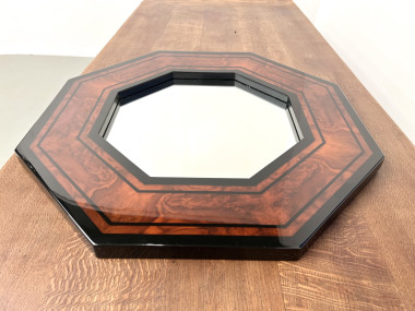 Miroir octogonal en bois par Jean-Claude Mahey, vue 5