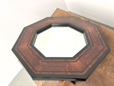 Miroir octogonal en bois par Jean-Claude Mahey, vue 7