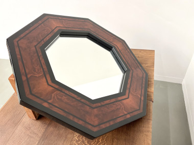 Miroir octogonal en bois par Jean-Claude Mahey, vue 8