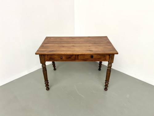 Bureau en pin aux pieds tournés, années 1900, vue 3