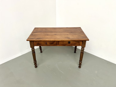 Bureau en pin aux pieds tournés, années 1900, vue 3