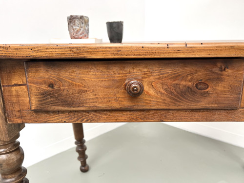 Bureau en pin aux pieds tournés, années 1900, vue 8