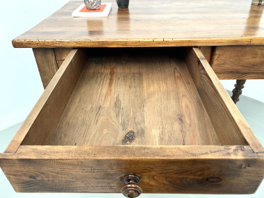 Bureau en pin aux pieds tournés, années 1900, vue 9