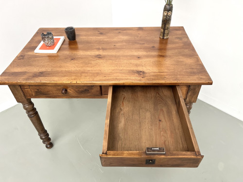 Bureau en pin aux pieds tournés, années 1900, vue 10