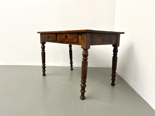 Bureau en pin aux pieds tournés, années 1900, vue 11
