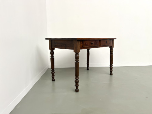 Bureau en pin aux pieds tournés, années 1900, vue 12