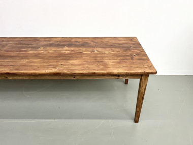 Très grande table de ferme en pin massif, années 50, vue 4
