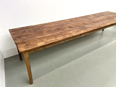 Très grande table de ferme en pin massif, années 50, vue 9