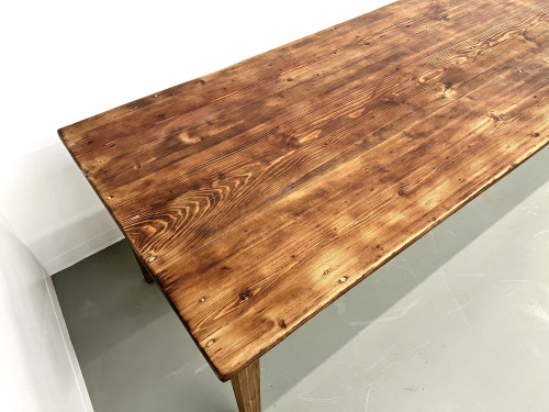 Très grande table de ferme en pin massif, années 50, vue 10