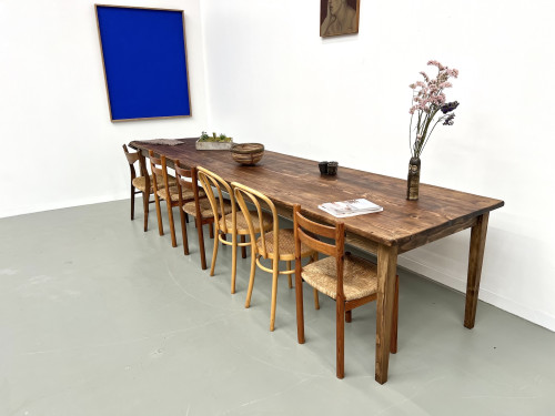 Très grande table de ferme en pin massif, années 50, vue 26