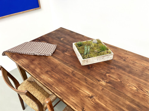 Très grande table de ferme en pin massif, années 50, vue 30